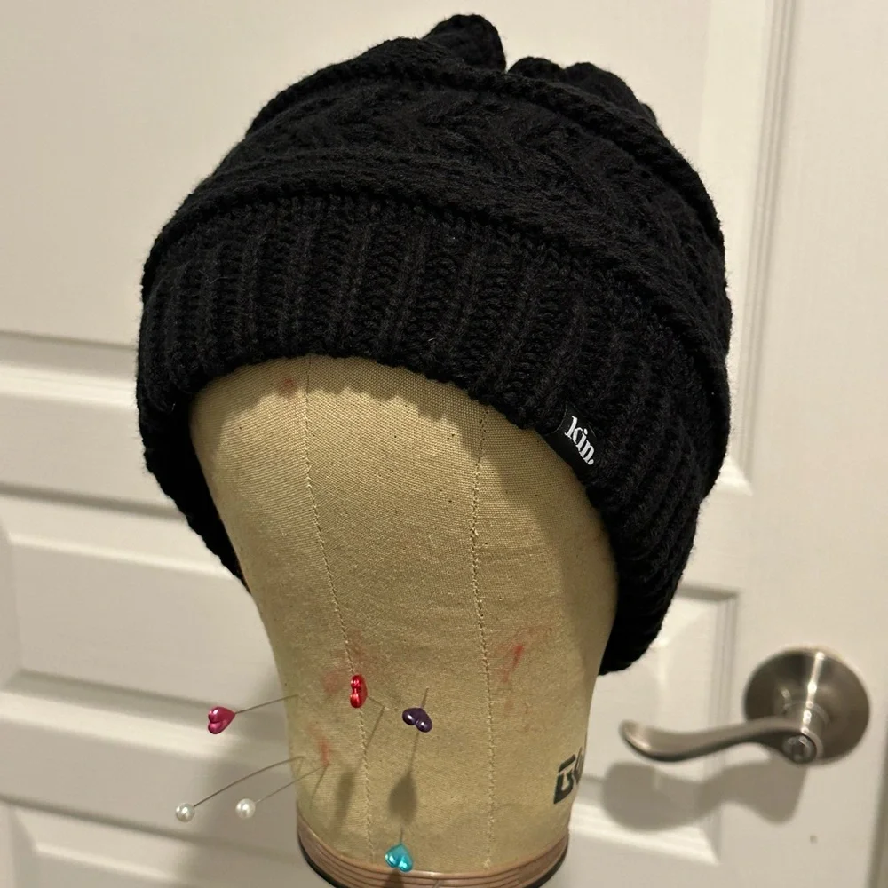 Kin Apparel Satin Lined Black Ponytail Beanie - Picture 4 of 8